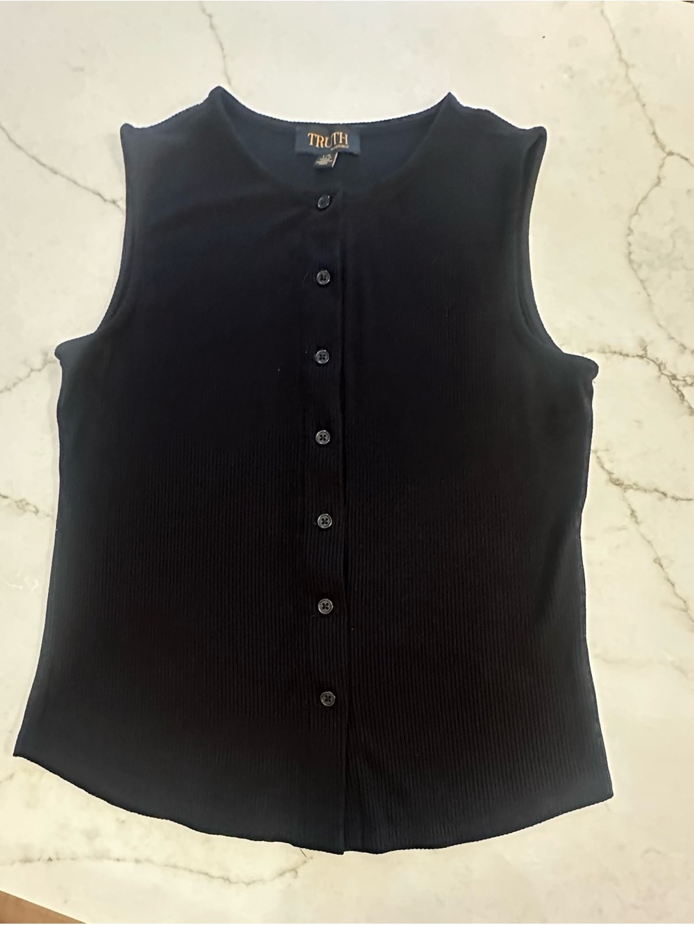 Truth Black Ribbed Button-Front Tank